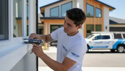 Professional caulking and sealing on home exterior in San Antonio, TX by expert painting contractors