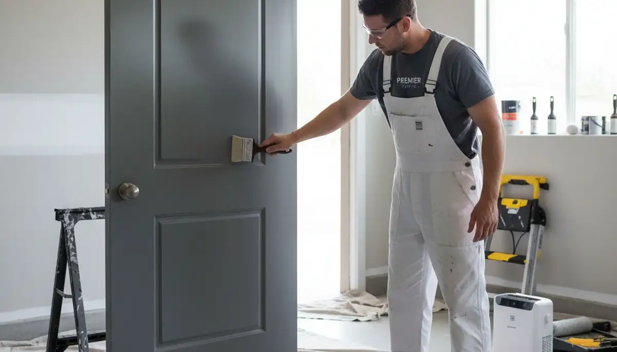 Professional door painting service in San Antonio TX enhancing curb appeal and wood protection
