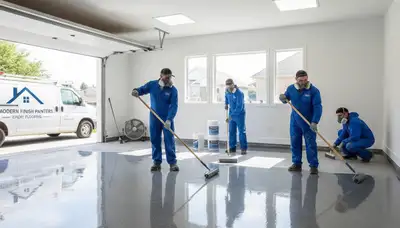 Professional epoxy garage floor coating by house painters in San Antonio, TX