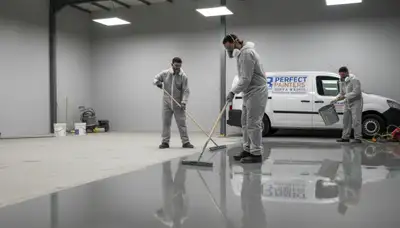 Epoxy floor coating installation in San Antonio TX garage by professional house painters