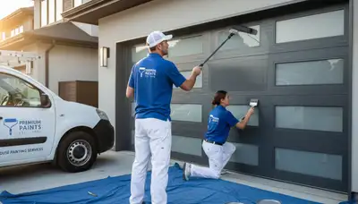 Professional garage door painting by house painters in San Antonio TX for lasting curb appeal