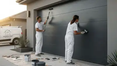 Professional garage door painting in San Antonio TX with durable finish for lasting curb appeal