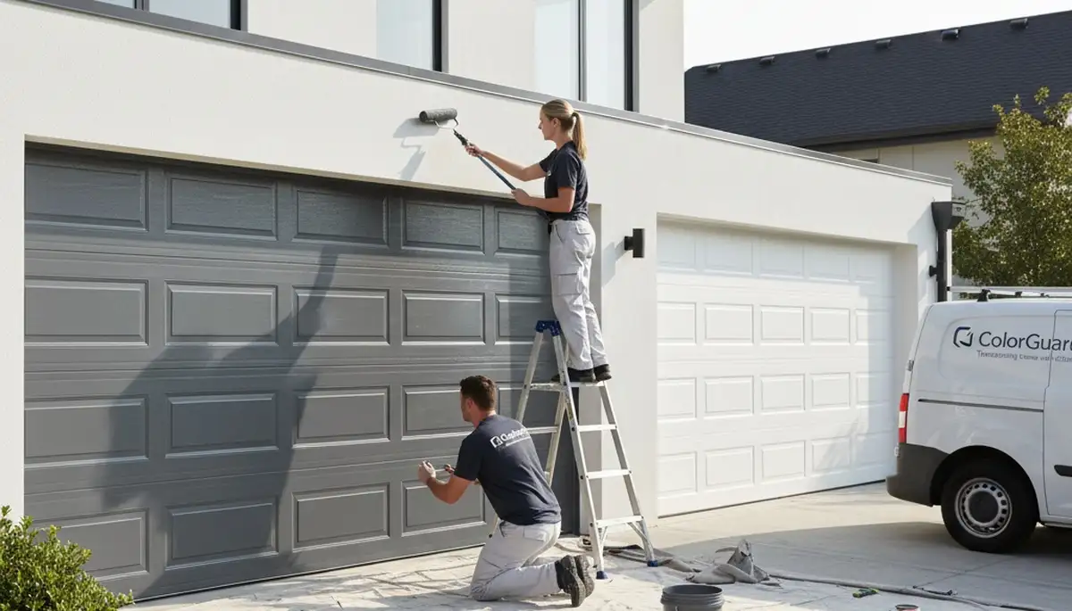 Professional garage door painting in San Antonio TX enhancing curb appeal and weather protection