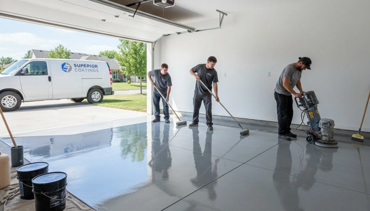 Professional epoxy garage floor coating in San Antonio, TX by local house painting experts
