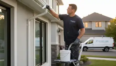 Professional gutter painting on a San Antonio TX home by expert house painters for lasting curb appeal