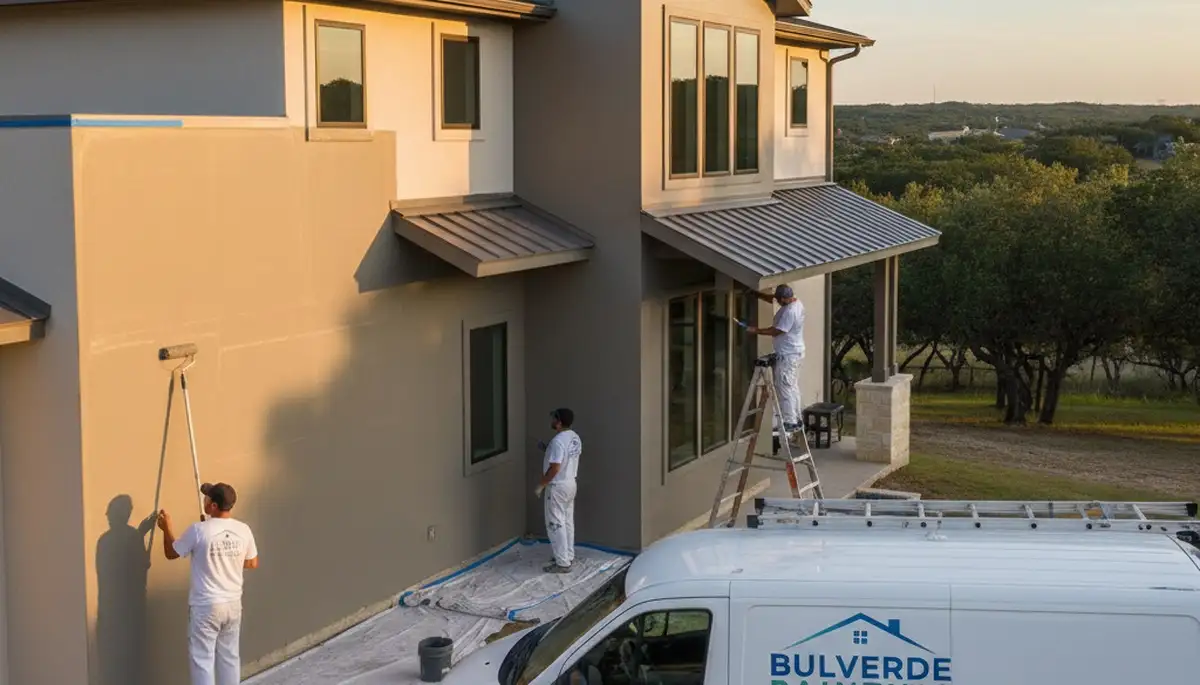 Professional house painters in San Antonio TX completing residential exterior painting project