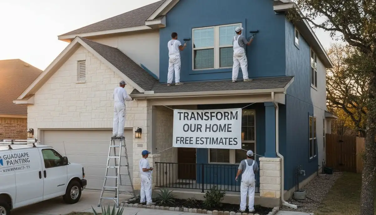 Professional house painters completing exterior home painting in San Antonio, TX