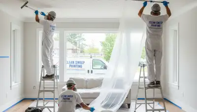 Painter removing popcorn ceiling in San Antonio TX home for smooth modern finish
