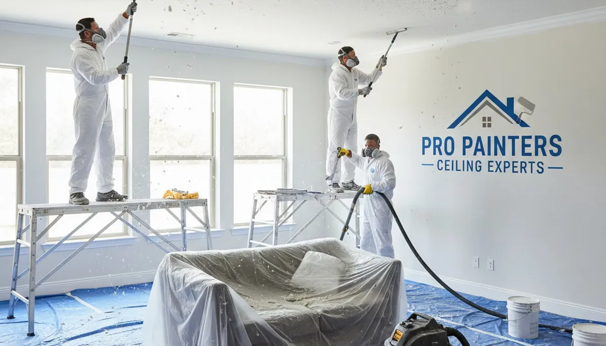 Professional popcorn ceiling removal by expert house painters in San Antonio, TX