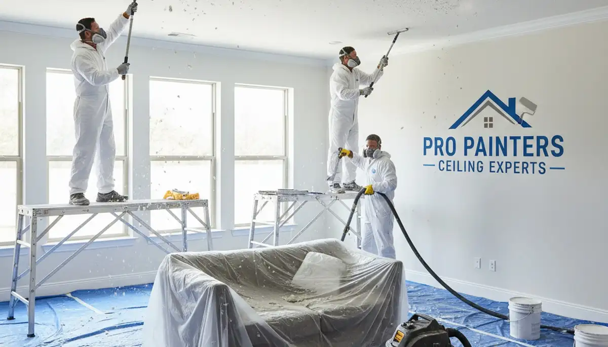 Professional popcorn ceiling removal by expert house painters in San Antonio, TX