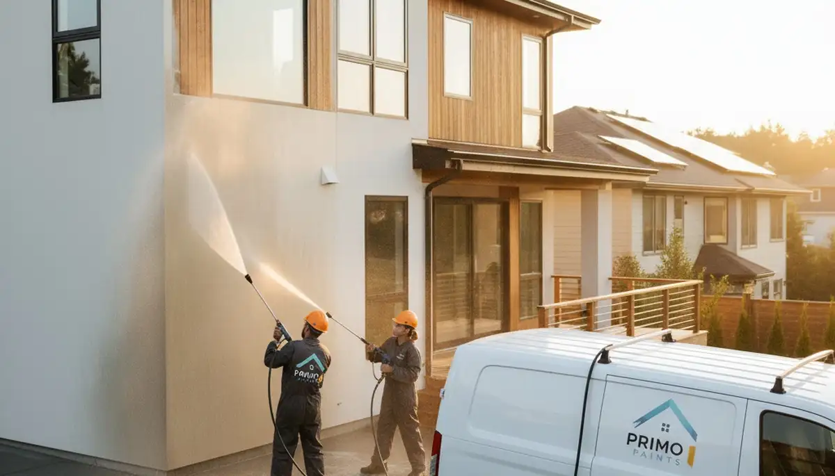 Professional pressure cleaning restoring driveway and siding in San Antonio, TX