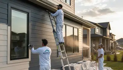 Professional siding painting on a San Antonio TX home by expert exterior house painters
