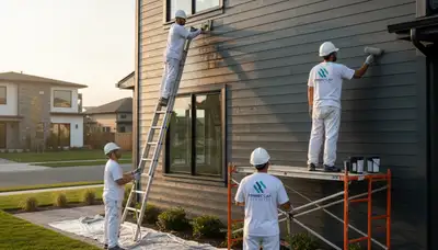 Professional siding painting on San Antonio TX home exterior by expert house painters