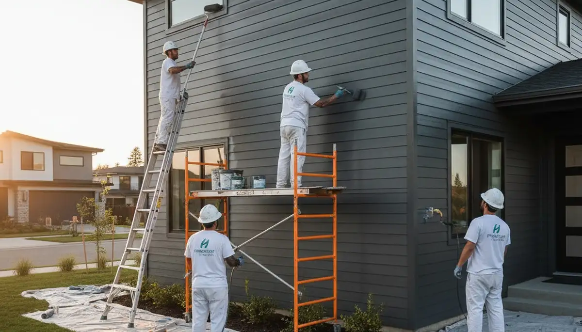 Professional siding painting on a San Antonio TX home by expert exterior house painters
