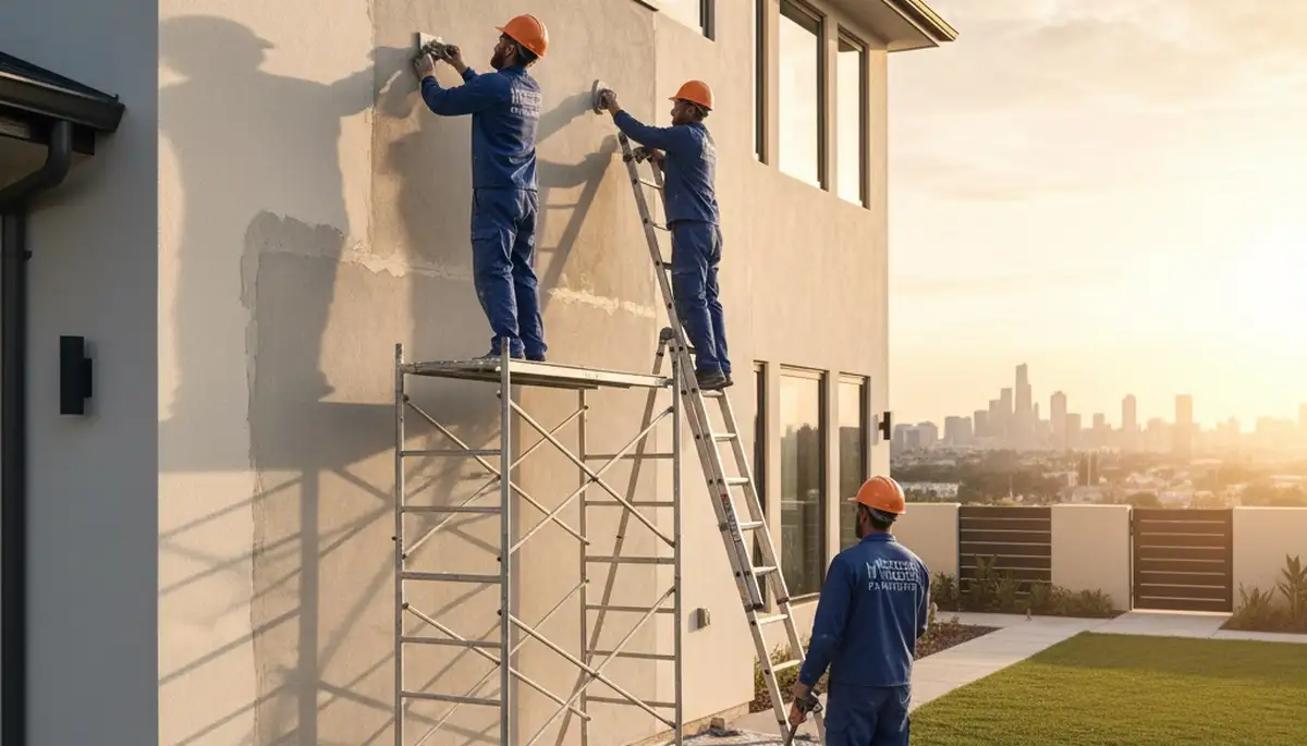 Professional stucco repair on San Antonio, TX home exterior by local painting and restoration experts