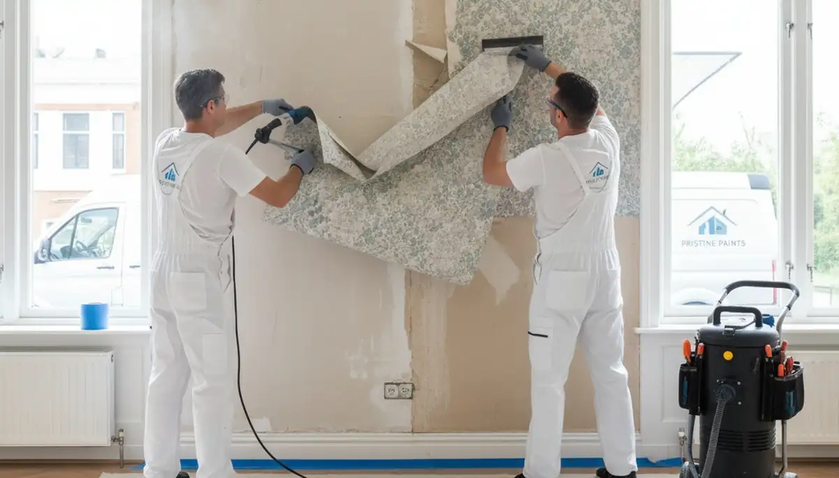 Professional wallpaper removal in San Antonio TX home by expert house painters