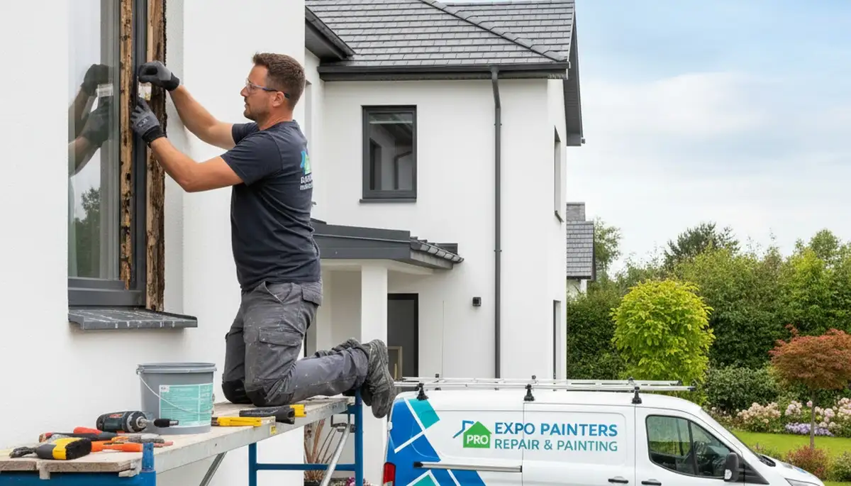 Wood rot repair by professional house painters in San Antonio, TX restoring damaged exterior wood
